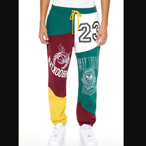 NWT! NIP! Forever 21 Men's Colorblock New York Joggers - Picture 1 of 4